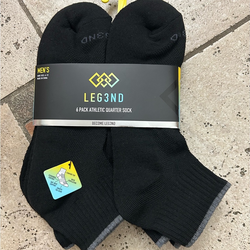 NWT men’s quarter socks 6 pairs
